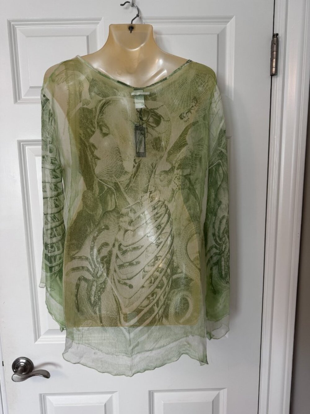 NWT Jean Paul Gaultier Soleil Silk Tunic Blouse Green Size M Vintage 2000s Y2K - Picture 8 of 14